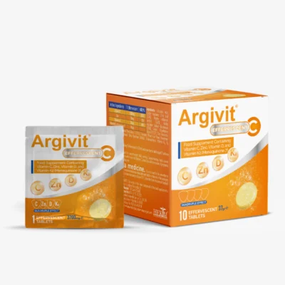 Argivit C Vitamini Efervesan Sachet - Dietary Supplement Containing Vitamin C, Zinc, Vitamin D, and Vitamin K2 (Menaquinone 7)