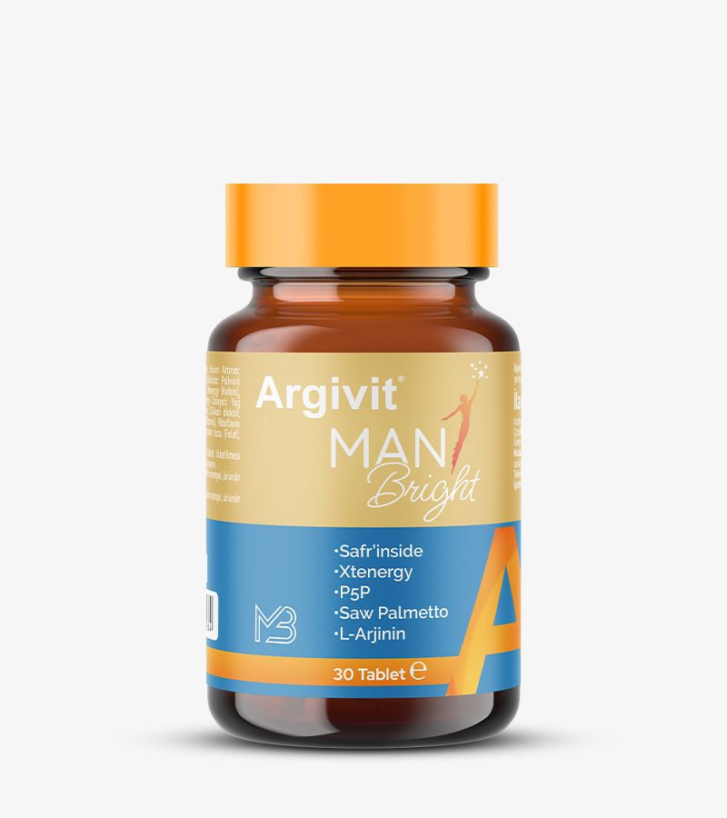 Argivit Man Bright - Safr’inside, Xtenergy, P5P, Saw Palmetto, L-Arjinin İçeren Tablet Formunda Takviye Edici Gıda