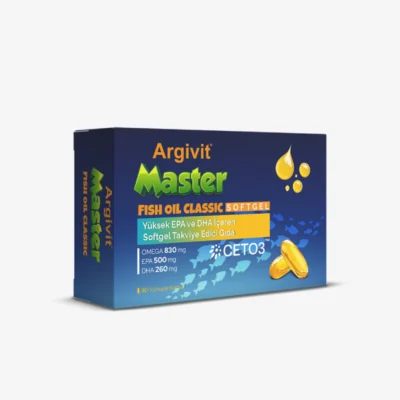 Argivit Master Fish Oil Classic Softgel - Food Supplement in Softgel Form Containing a Fish Oil Blend (Total Omega-3, EPA, DHA) and Vitamin E