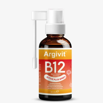 Argivit B12 Active Plus Sprey - Metilkobalamin, Hidroksikobalamin ve Adenozilkobalamin İçeren Takviye Edici Gıda